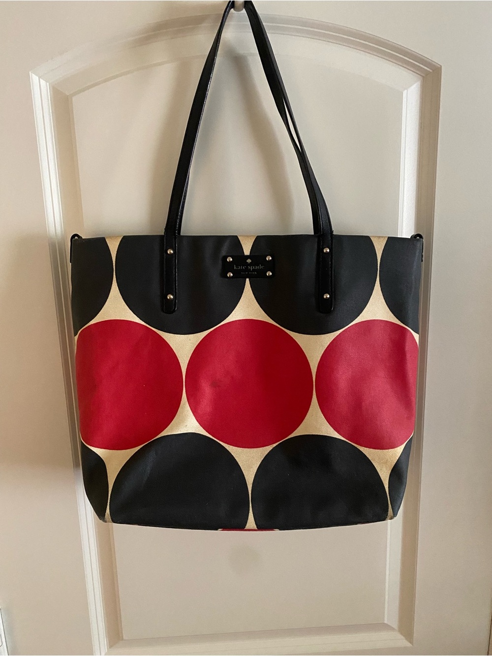 kate spade Red, Black & Cream Large Dot Tote
